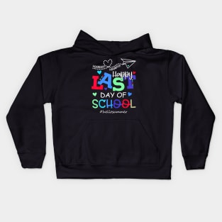 Happy Last Day Of School Hello Summer Students And Teachers Kids Hoodie